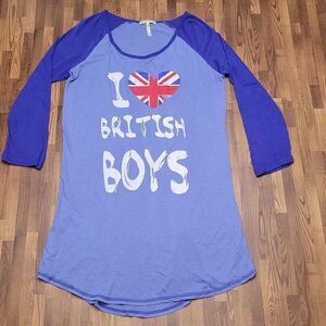 Pjsalvage I love ❤️ British Boys Pajama Shirt. Size small